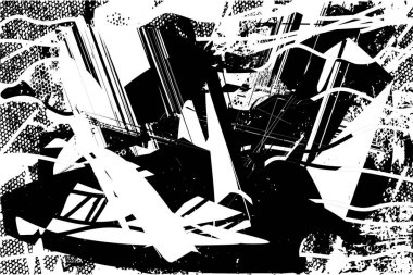 Çizik ve çiziklerle dolu siyah beyaz bir arka plan. Soyut vektör illüstrasyonu.