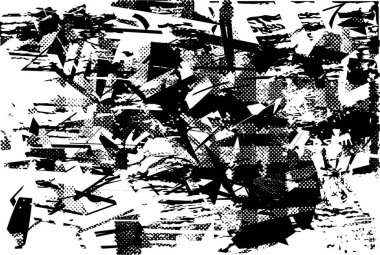 Çizik ve çiziklerle dolu siyah beyaz bir arka plan. Soyut vektör illüstrasyonu.