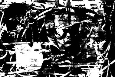 Çizik ve çiziklerle dolu siyah beyaz bir arka plan. Soyut vektör illüstrasyonu.