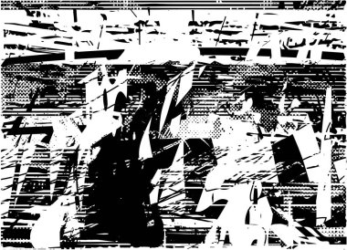 Çizik ve çiziklerle dolu siyah beyaz bir arka plan. Soyut vektör illüstrasyonu.