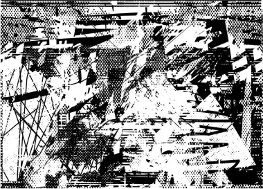 Çizik ve çiziklerle dolu siyah beyaz bir arka plan. Soyut vektör illüstrasyonu.