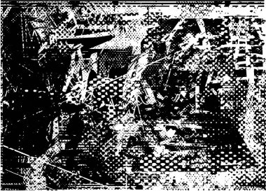 Çizik ve çiziklerle dolu siyah beyaz bir arka plan. Soyut vektör illüstrasyonu.