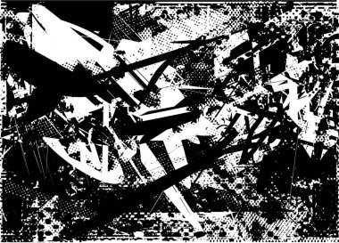 Çizik ve çiziklerle dolu siyah beyaz bir arka plan. Soyut vektör illüstrasyonu.