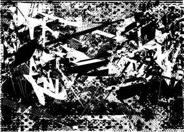 Çizik ve çiziklerle dolu siyah beyaz bir arka plan. Soyut vektör illüstrasyonu.