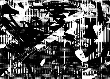 Çizik ve çiziklerle dolu siyah beyaz bir arka plan. Soyut vektör illüstrasyonu.