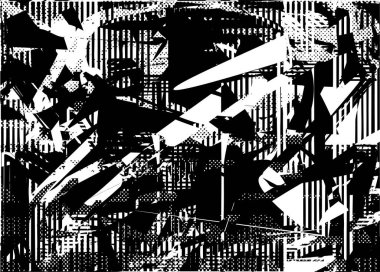 Çizik ve çiziklerle dolu siyah beyaz bir arka plan. Soyut vektör illüstrasyonu.