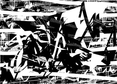 Çizik ve çiziklerle dolu siyah beyaz bir arka plan. Soyut vektör illüstrasyonu.