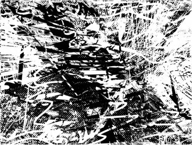 Çizik ve çiziklerle dolu siyah beyaz bir arka plan. Soyut vektör illüstrasyonu.