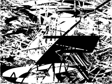 Çizik ve çiziklerle dolu siyah beyaz bir arka plan. Soyut vektör illüstrasyonu.