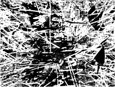 Çizik ve çiziklerle dolu siyah beyaz bir arka plan. Soyut vektör illüstrasyonu.