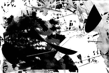 Çizik ve çiziklerle dolu siyah beyaz bir arka plan. Soyut vektör illüstrasyonu.