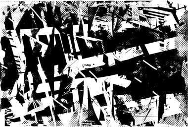 Çizik ve çiziklerle dolu siyah beyaz bir arka plan. Soyut vektör illüstrasyonu.