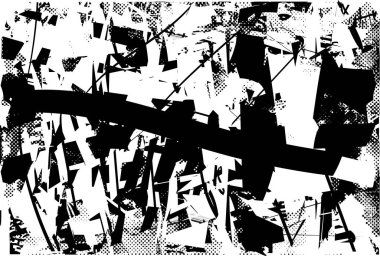 Çizik ve çiziklerle dolu siyah beyaz bir arka plan. Soyut vektör illüstrasyonu.