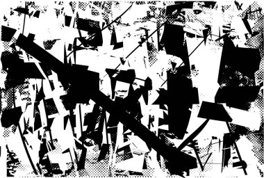 Çizik ve çiziklerle dolu siyah beyaz bir arka plan. Soyut vektör illüstrasyonu.