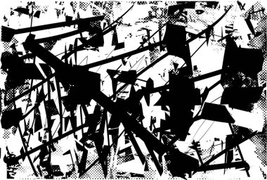 Çizik ve çiziklerle dolu siyah beyaz bir arka plan. Soyut vektör illüstrasyonu.