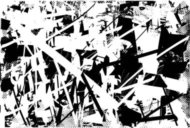 Çizik ve çiziklerle dolu siyah beyaz bir arka plan. Soyut vektör illüstrasyonu.