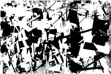 Çizik ve çiziklerle dolu siyah beyaz bir arka plan. Soyut vektör illüstrasyonu.