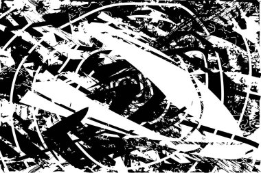 Çizik ve çiziklerle dolu siyah beyaz bir arka plan. Soyut vektör illüstrasyonu.