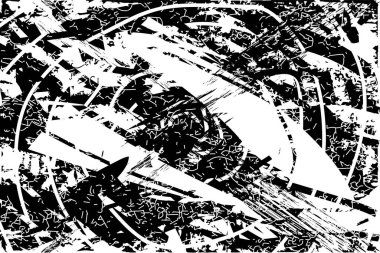 Çizik ve çiziklerle dolu siyah beyaz bir arka plan. Soyut vektör illüstrasyonu.