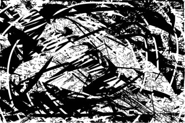 Çizik ve çiziklerle dolu siyah beyaz bir arka plan. Soyut vektör illüstrasyonu.