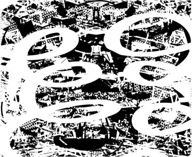 Çizik ve çiziklerle dolu siyah beyaz bir arka plan. Soyut vektör illüstrasyonu.