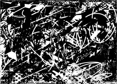 Çizik ve çiziklerle dolu siyah beyaz bir arka plan. Soyut vektör illüstrasyonu.