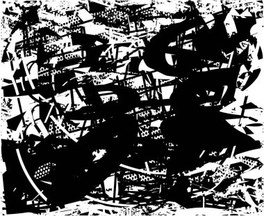 Çizik ve çiziklerle dolu siyah beyaz bir arka plan. Soyut vektör illüstrasyonu.