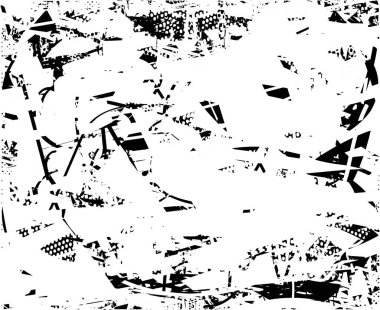 Çizik ve çiziklerle dolu siyah beyaz bir arka plan. Soyut vektör illüstrasyonu.