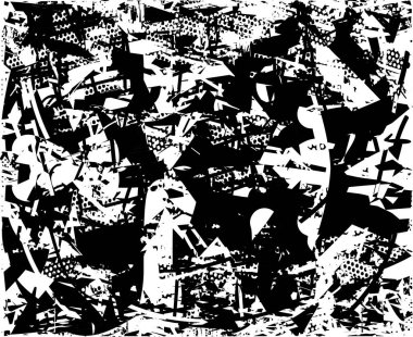 Çizik ve çiziklerle dolu siyah beyaz bir arka plan. Soyut vektör illüstrasyonu.