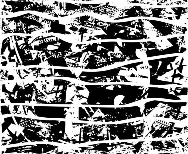 Çizik ve çiziklerle dolu siyah beyaz bir arka plan. Soyut vektör illüstrasyonu.