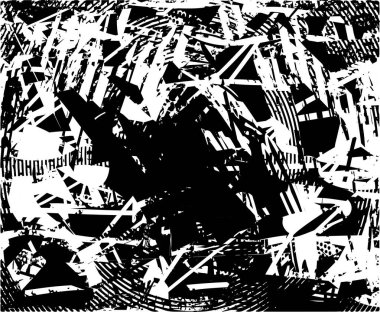 Çizik ve çiziklerle dolu siyah beyaz bir arka plan. Soyut vektör illüstrasyonu.