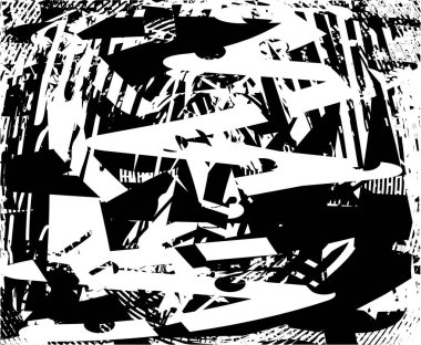 Çizik ve çiziklerle dolu siyah beyaz bir arka plan. Soyut vektör illüstrasyonu.