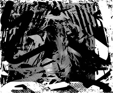 Çizik ve çiziklerle dolu siyah beyaz bir arka plan. Soyut vektör illüstrasyonu.