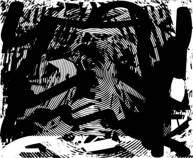 Çizik ve çiziklerle dolu siyah beyaz bir arka plan. Soyut vektör illüstrasyonu.