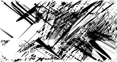 Çizik ve çiziklerle dolu siyah beyaz bir arka plan. Soyut vektör illüstrasyonu.