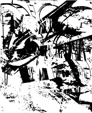 Çizik ve çiziklerle dolu siyah beyaz bir arka plan. Soyut vektör illüstrasyonu.