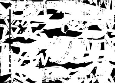 Çizik ve çiziklerle dolu siyah beyaz bir arka plan. Soyut vektör illüstrasyonu.