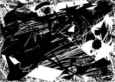 Çizik ve çiziklerle dolu siyah beyaz bir arka plan. Soyut vektör illüstrasyonu.