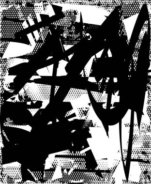 Çizik ve çiziklerle dolu siyah beyaz bir arka plan. Soyut vektör illüstrasyonu.