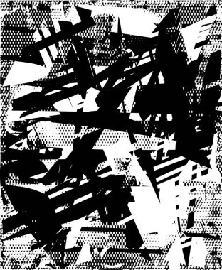 Çizik ve çiziklerle dolu siyah beyaz bir arka plan. Soyut vektör illüstrasyonu.