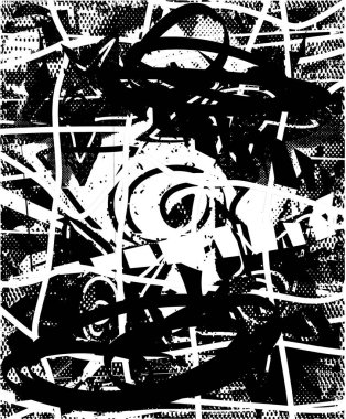 Çizik ve çiziklerle dolu siyah beyaz bir arka plan. Soyut vektör illüstrasyonu.