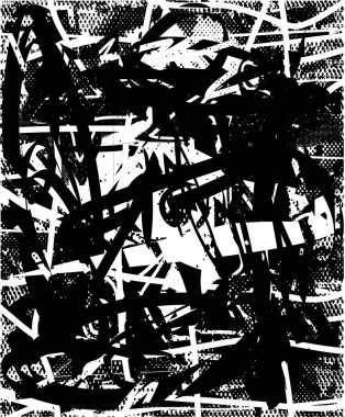 Çizik ve çiziklerle dolu siyah beyaz bir arka plan. Soyut vektör illüstrasyonu.