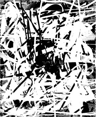 Çizik ve çiziklerle dolu siyah beyaz bir arka plan. Soyut vektör illüstrasyonu.