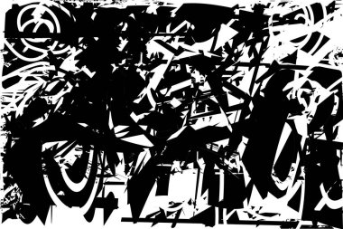 Çizik ve çiziklerle dolu siyah beyaz bir arka plan. Soyut vektör illüstrasyonu.