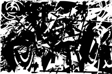 Çizik ve çiziklerle dolu siyah beyaz bir arka plan. Soyut vektör illüstrasyonu.