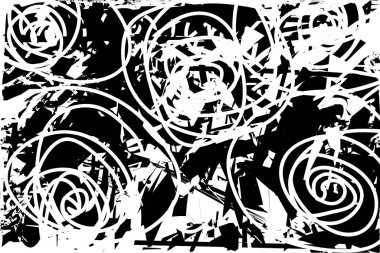 Çizik ve çiziklerle dolu siyah beyaz bir arka plan. Soyut vektör illüstrasyonu.