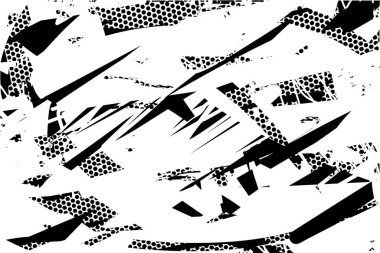 Çizik ve çiziklerle dolu siyah beyaz bir arka plan. Soyut vektör illüstrasyonu.