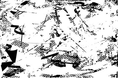 Çizik ve çiziklerle dolu siyah beyaz bir arka plan. Soyut vektör illüstrasyonu.