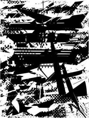 Çizik ve çiziklerle dolu siyah beyaz bir arka plan. Soyut vektör illüstrasyonu.