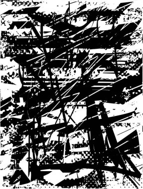 Çizik ve çiziklerle dolu siyah beyaz bir arka plan. Soyut vektör illüstrasyonu.